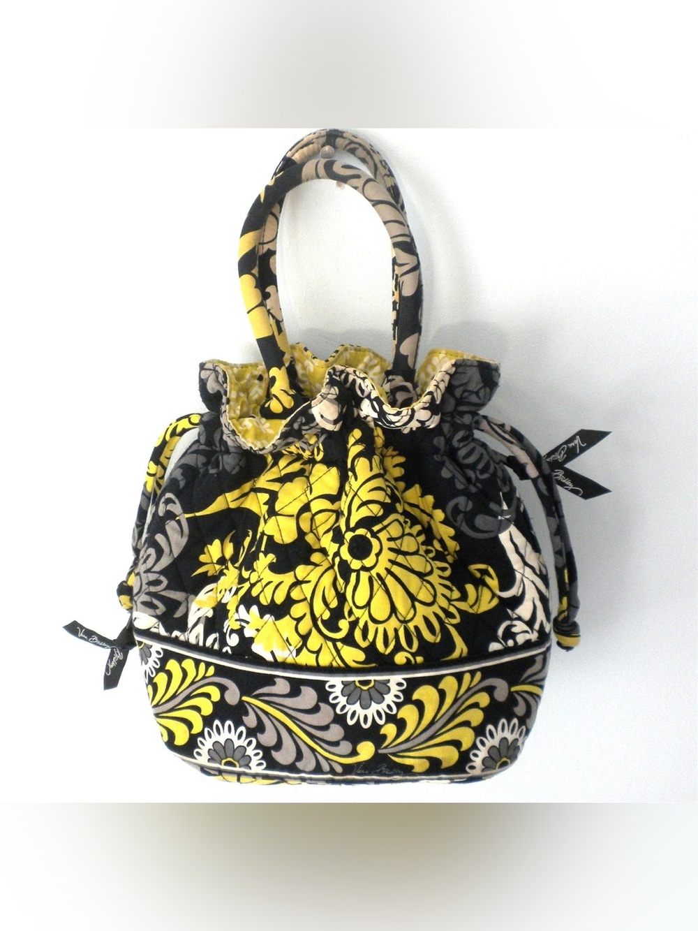 VERA BRADLEY EMMA BAROQUE FLORAL YELLOW BLACK WHITE PAISLEY HAND BAG MINI TOTE